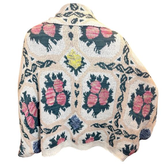 Anthropologie Floral Cocoon Slouchy Oversized BOHO Cardigan Knit Sweater 
M / L - Picture 5 of 16